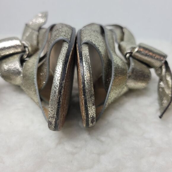 Chloe Nellie Crystal Embellished Top Knot Women's Gray Gkitter Block Heel Sandal - Picture 11 of 12